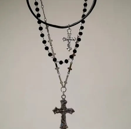 Revenant Cross Pendant Necklace (Black)