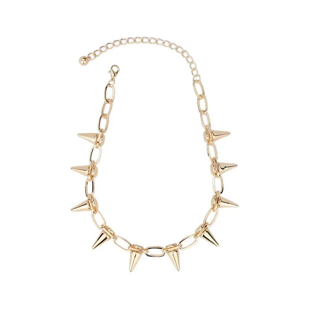 Metallic Punk Spike Choker Necklace Rivet Collar (Unisex)