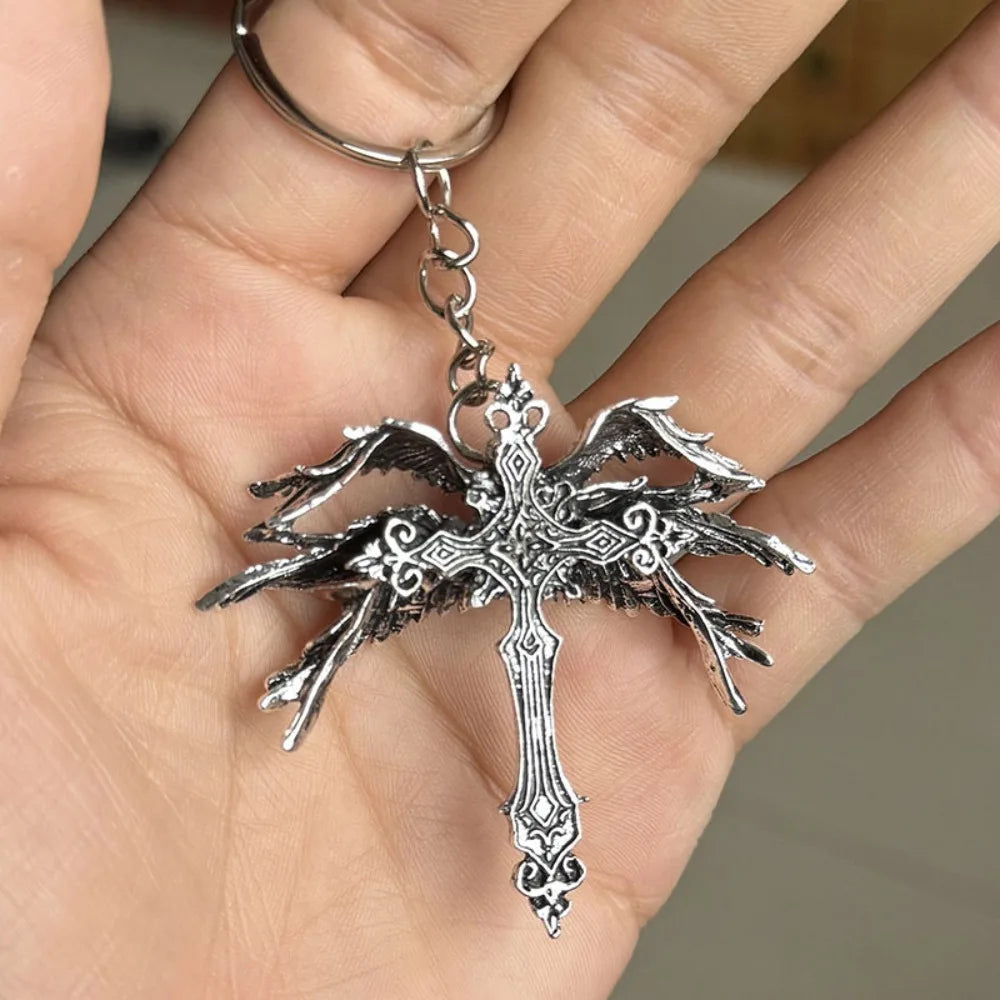 Gothic Jesus Wings Cross Pendant