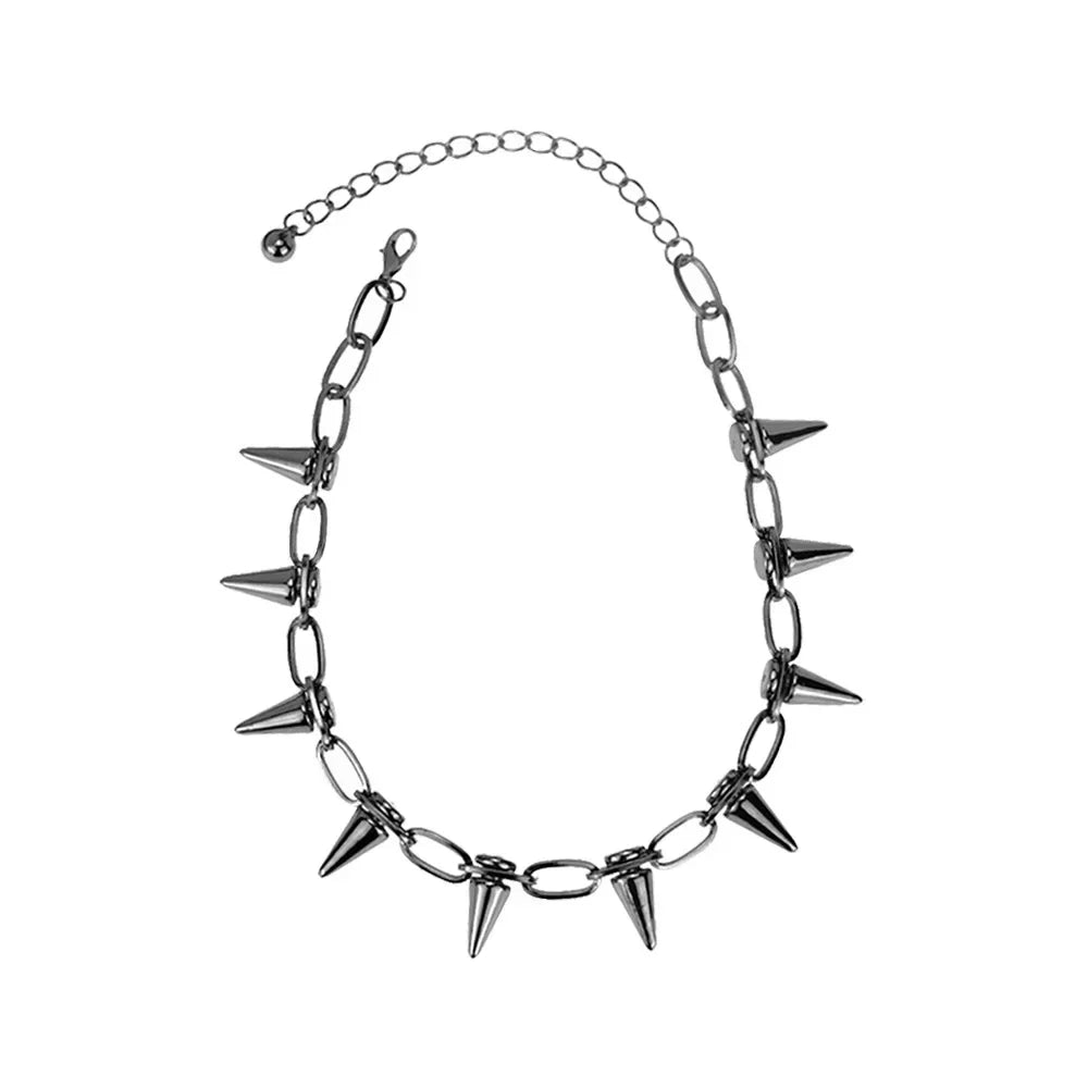 Metallic Punk Spike Choker Necklace Rivet Collar (Unisex)