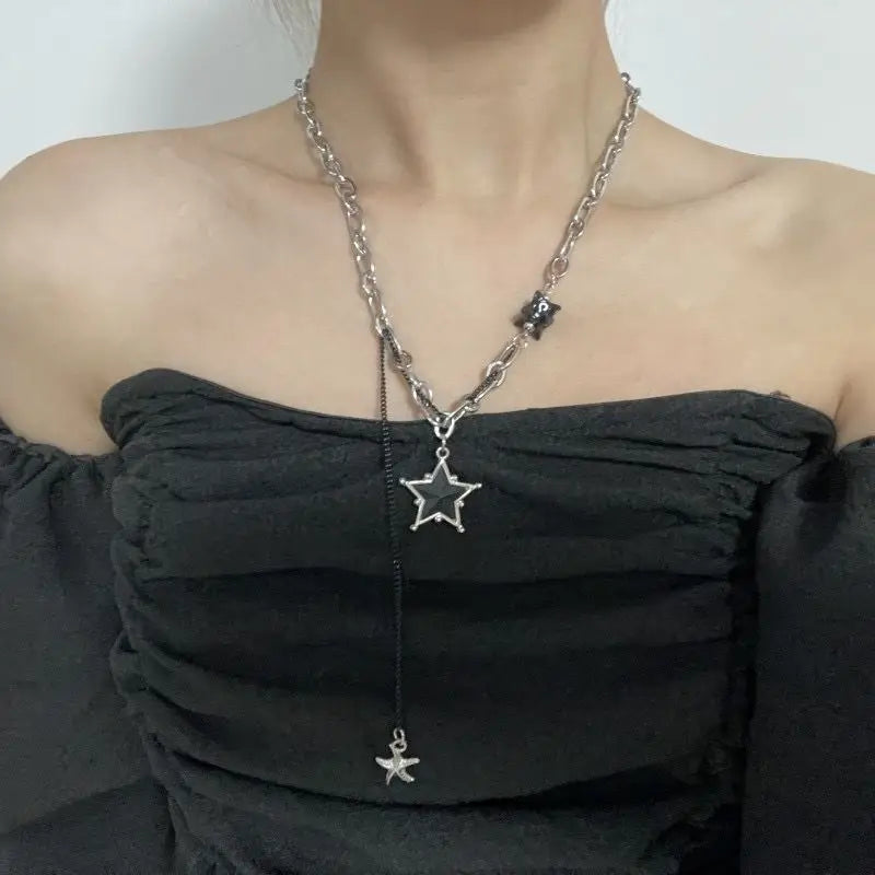 y2k Punk Black Star Necklace