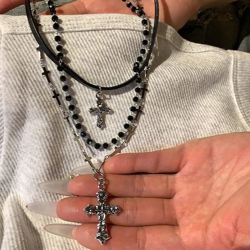 Revenant Cross Pendant Necklace (Black)
