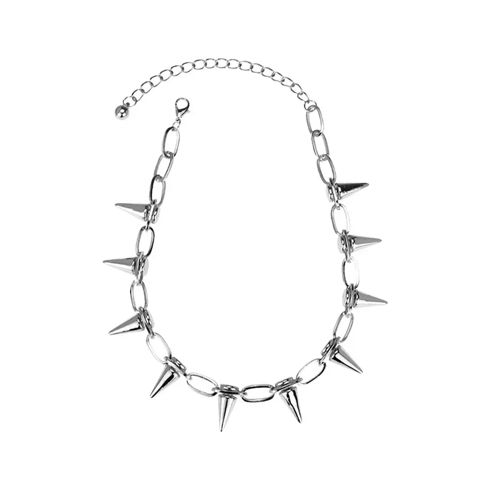 Metallic Punk Spike Choker Necklace Rivet Collar (Unisex)