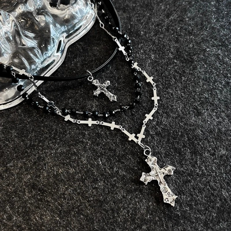 Revenant Cross Pendant Necklace (Black)