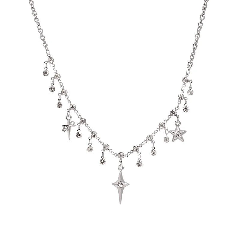 Celestial Star Choker Necklace (Silver)