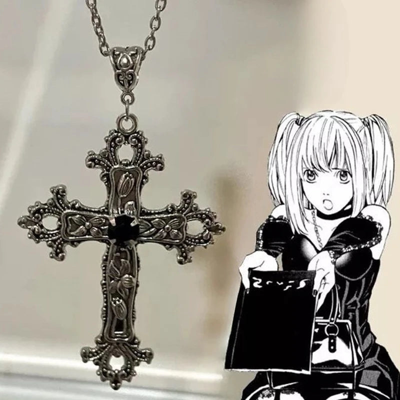 Baroque Gothic Crystal Cross Pendant (Metallic)