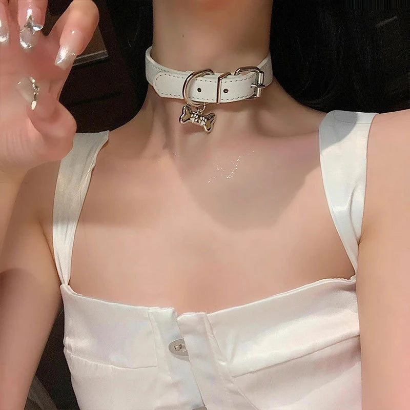 Punk Choker Dog Collar (White, Black, Pink)