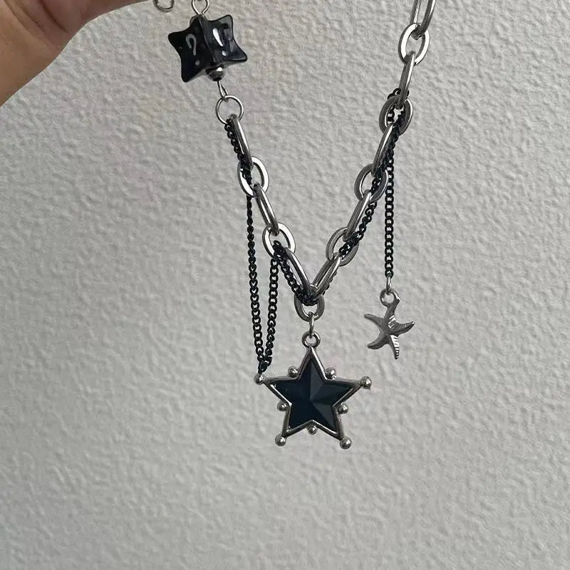 y2k Punk Black Star Necklace