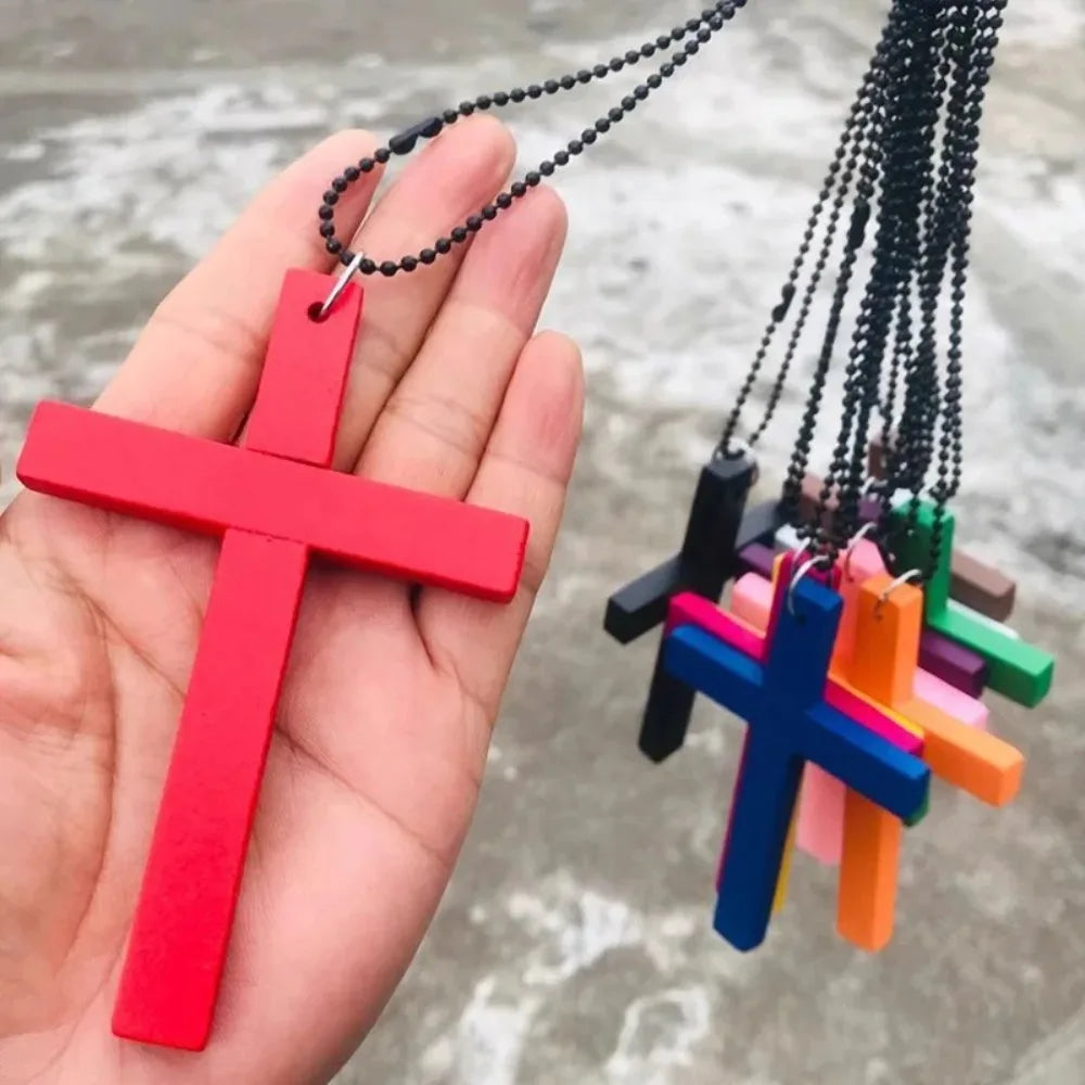 Block Cross Pendant (Street Goth/Y2K Minimalist - Black, White, Red)