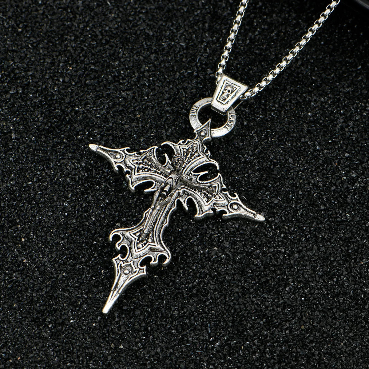Neo-Gothic Retro Cross Pendant Necklace (Unisex)