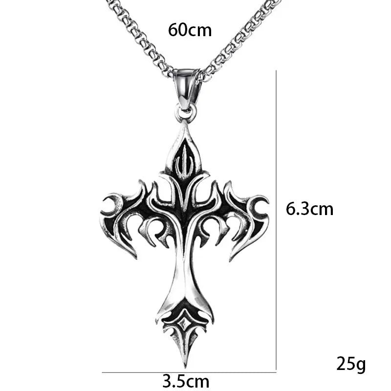 Flame Cross Pendant Necklace